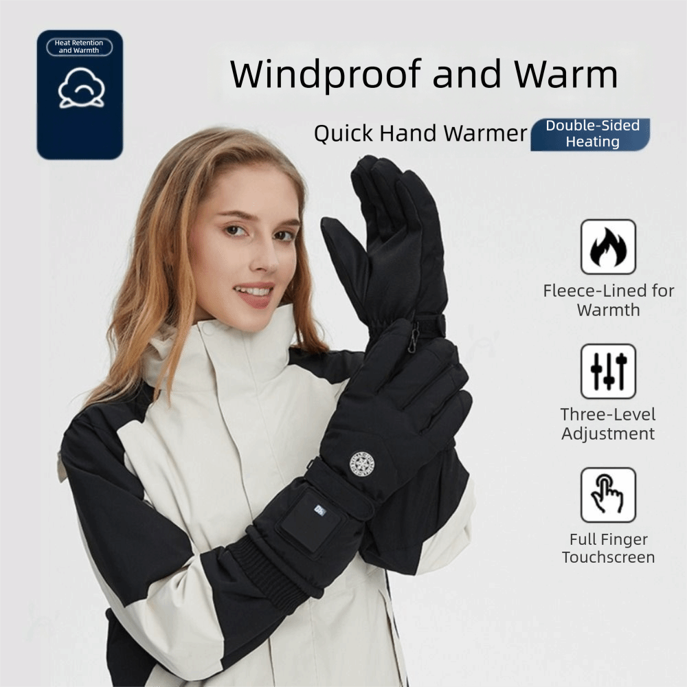 Heated Gloves Electric - قفازات ذكية مدفأة مقاومة للرياح بثلاثة